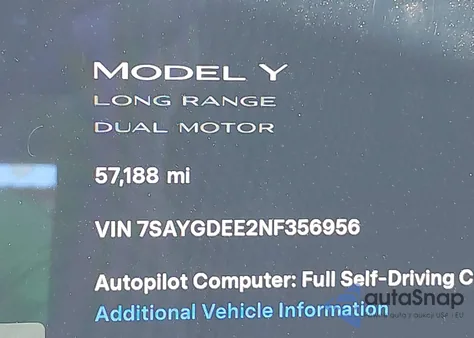 2022 Tesla Model Y Long Range Dual Motor All-Wheel Drive из США, поврежденный, VIN 7SAYGDEE2NF356956